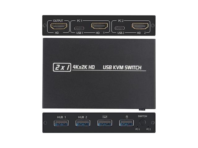 BUCIER For 2 PC Sharing Keyboard Mouse Printer Plug And Paly Out 4KUSB 2.0 HDMI-compatible KVM Switch Video Display USB Switch Splitter