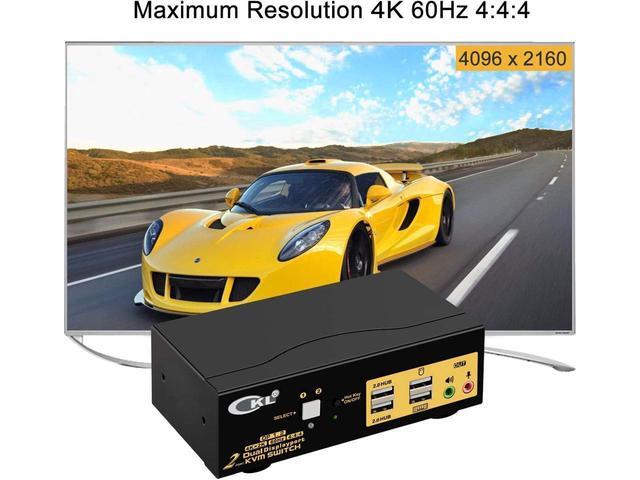BUCIER KVM Switch Dual Monitor DisplayPort 2 Port 4K 60Hz 4:4:4 2x2 DP KVM Switch With Audio And USB 2.0 HUB