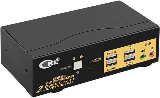 BUCIER KVM Switch Dual Monitor DisplayPort 2 Port 4K 60Hz 4:4:4 2x2 DP KVM Switch with Audio and USB 2.0 HUB