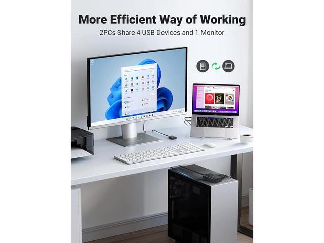 BUCIER KVM Switch HDMI USB KVM Switcher With Desktop Control For 2 Computers Share Keyboard Mouse Printer And One HD 4K Monitor Support 4K 60Hz 3D HDR With 2 USB 2.0 Cables And 2 HDMI 2.0 Cables
