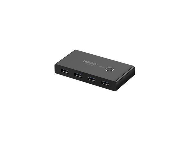 BUCIER UGREEN USB 3.0 Sharing Switch Selector 4 Port 2 Computers Peripheral Switcher Adapter Hub For PC Printer Scanner Mouse Keyboard With One Button Swapping And 2 Pack USB Male Cable