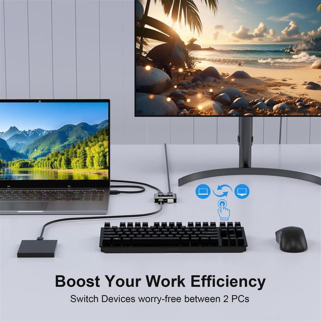 BUCIER USB 3.0 Switch 2 In 2 Out USB Switcher For 2 Computers Share Keyboard Mouse Printer Scanner KVM Switch Selector Compatible With Windows Mac Linux Includes 2 USB-A 3.0 Cables
