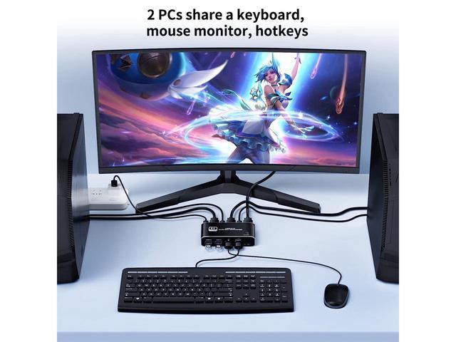 BUCIER USB HDMI 2.1 KVM Switch 4K 120Hz 8K Dual-Port USB 3.0 HDMI 2.1 KVM Switch USB-C HDMI KVM Switcher With Keyboard Shortcut Hotkey Switching HDCP 2.3 For Nvidia AMD Xbox Series X S PS5/4 Pro