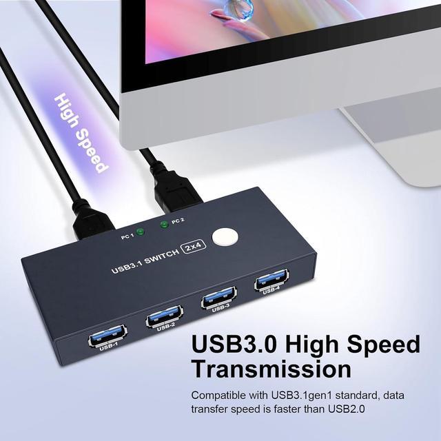 BUCIER USB3.0 Switcher USB Switch 2 Computers Share 4 USB3.0 Devices 2 In 4 Out USB Kvm Switch Selector For Mouse Keyboard Printer