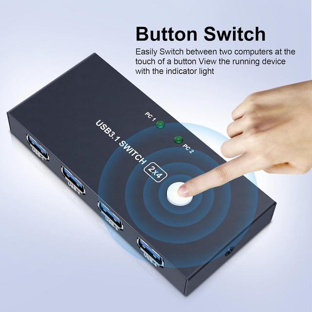 BUCIER USB3.0 Switcher USB Switch 2 Computers Share 4 USB3.0 Devices 2 In 4 Out USB Kvm Switch Selector For Mouse Keyboard Printer