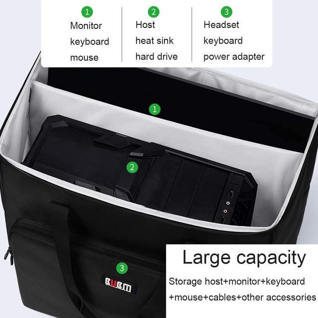 Buwico Desktop PC Computer Travel Storage Carrying Case Bag With Wheels For Computer Main Processor Case Monitor Keyboard And Accessories (27 Inch)