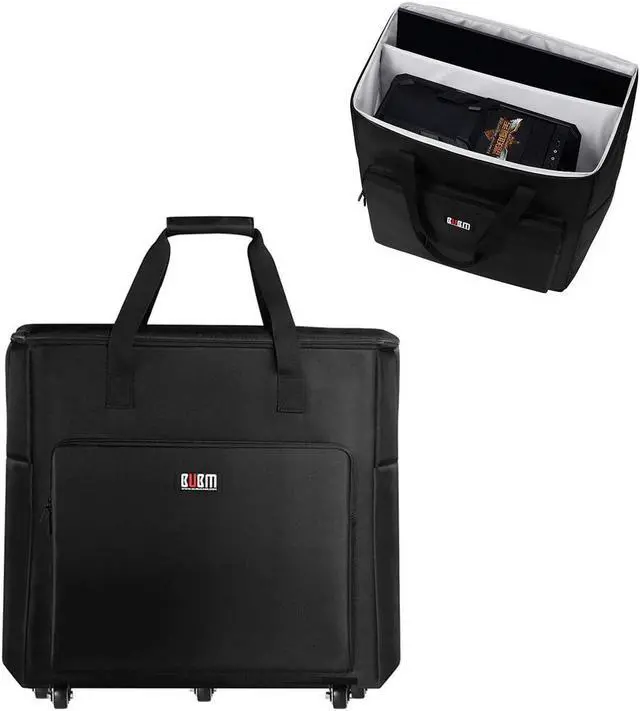 Buwico Desktop PC Computer Travel Storage Carrying Case Bag with Wheels for Computer Main Processor Case Monitor Keyboard and Accessories (27 Inch)