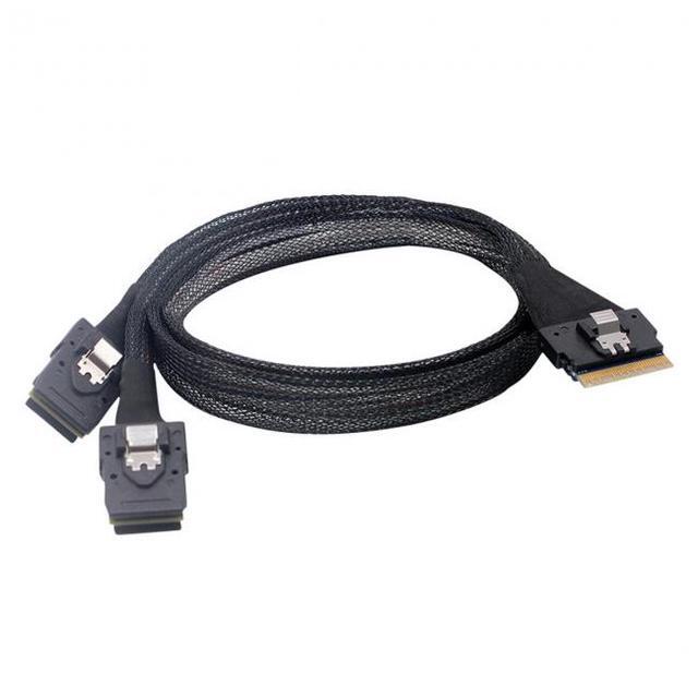 Cablecc PCI-E Ultraport Slimline SAS Slim 4.0 SFF-8654 8i 74pin To Dual SFF-8087 Mini SAS Cable PCI-Express