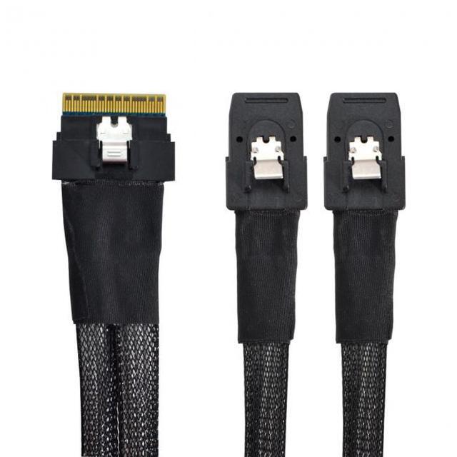 Cablecc PCI-E Ultraport Slimline SAS Slim 4.0 SFF-8654 8i 74pin To Dual SFF-8087 Mini SAS Cable PCI-Express