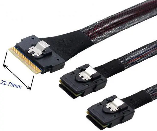 Cablecc PCI-E Ultraport Slimline SAS Slim 4.0 SFF-8654 8i 74pin to Dual SFF-8087 Mini SAS Cable PCI-Express