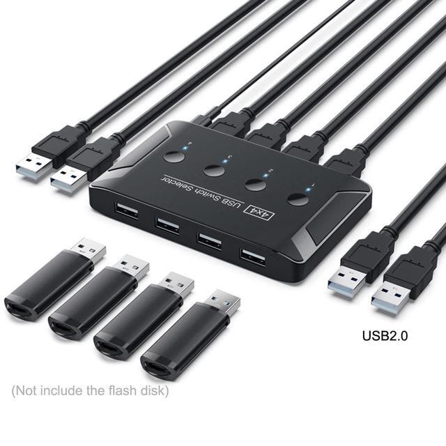 Chenyang USB 2.0 HUB KVM Switch Selector 4 Port PCs Sharing 4 Devices For Keyboard Mouse Scanner Printer