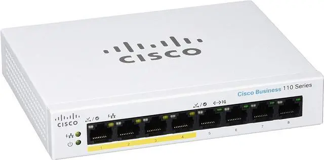 Cisco Business CBS110-8PP-D Unmanaged Switch 8 Port GE Partial PoE Desktop Ext PS Limited Lifetime Protection (CBS110-8PP-D-NA)