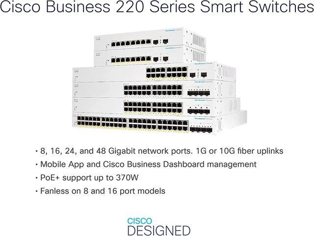 Cisco Business CBS220-24T-4G Smart Switch 24 Port GE 4x1G SFP 3-Year Limited Hardware Warranty (CBS220-24T-4G-NA)