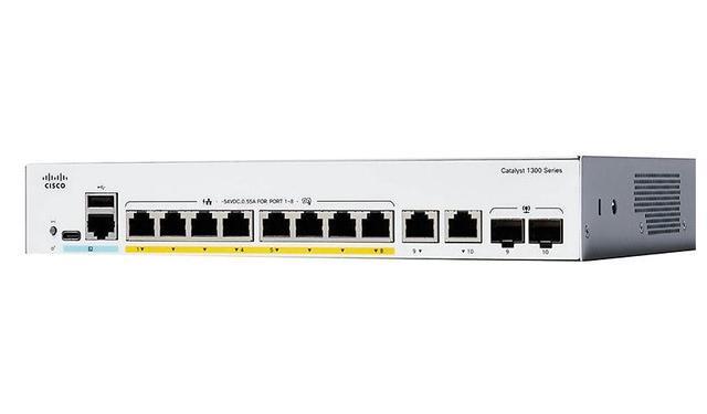 Cisco Catalyst 1300-8P-E-2G Managed Switch 8 Port GE PoE Ext PS 2x1GE Combo Limited Lifetime Protection (C1300-8P-E-2G)