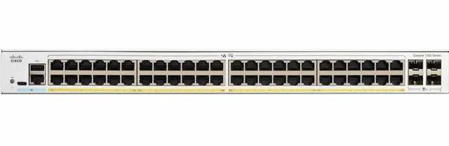 Cisco Catalyst C1200-48P-4X Ethernet Switch 48 Ports - Manageable - 10 Gigabit Ethernet - 10/100/1000Base-T 10GBase-X - 3 Layer Supported