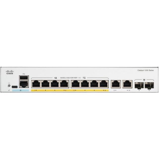 Cisco Catalyst C1200-8P-E-2G 8-Port Gigabit PoE+ Compliant Managed Network Switch (67W)