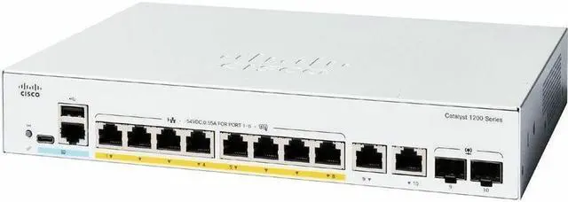 Cisco Catalyst C1200-8P-E-2G 8-Port Gigabit PoE+ Compliant Managed Network Switch (67W)