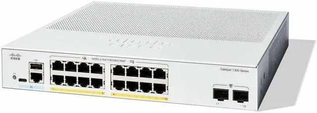 Cisco Catalyst C1300-16P-2G Ethernet Switch 16 Ports - Manageable - Gigabit Ethernet - 1000Base-X 10/100/1000Base-T - 3 Layer Supported