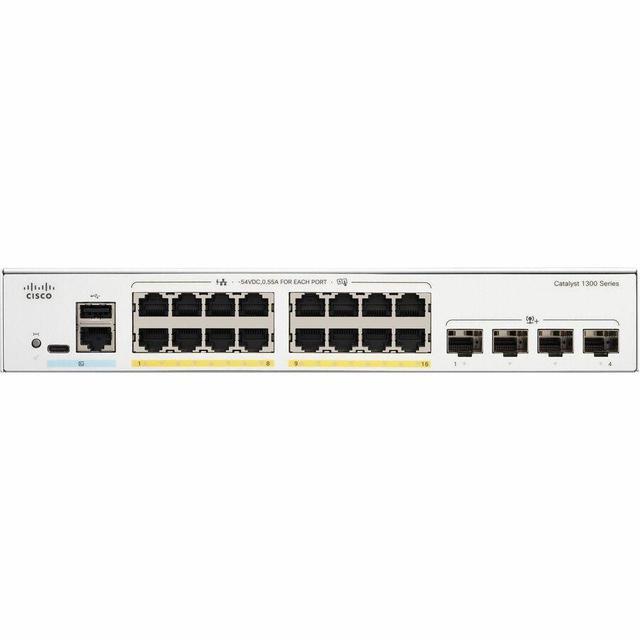 Cisco Catalyst C1300-16P-4X Ethernet Switch 16 Ports - Manageable - 10 Gigabit Ethernet - 10/100/1000Base-T 10GBase-X - 3 Layer Supported