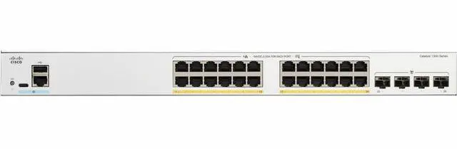 Cisco Catalyst C1300-24P-4G Ethernet Switch 24 Ports Manageable Gigabit Ethernet 10/100/1000Base-T 1000Base-X 3 Layer Supported