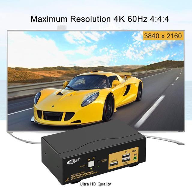 CKL 4K KVM Switch Dual Monitor For 2 Computers 2 Monitors (HDMI + DisplayPort)