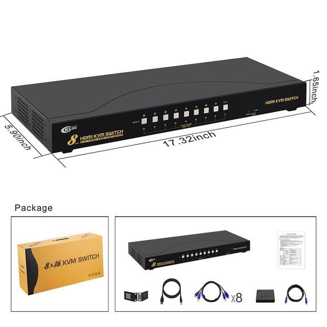 CKL 4Kx2K 8 Port HDMI KVM Switch With Cables And USB 2.0 Hub Rack Mount KVM Switch Supports Keyboard Mouse Switching For Windows Linux Mac Debian Ubuntu Fedora Raspberry Pi And Ubuntu