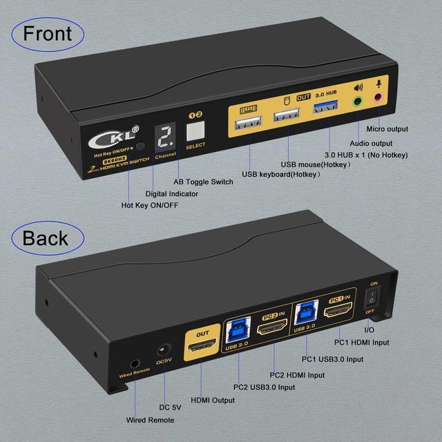 CKL 8K HDMI 2.1 KVM Switch (2 Computers 1 Monitor With EDID)