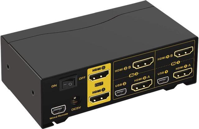 CKL HDMI KVM Switch 2 Port Dual Monitor 4K 60Hz 2x2 PC Monitor Keyboard Mouse Selector With Audio And 2 USB 2.0 HUB