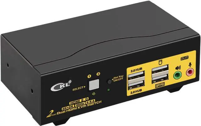 CKL HDMI KVM Switch 2 Port Dual Monitor 4K 60Hz 2x2 PC Monitor Keyboard Mouse Selector with Audio and 2 USB 2.0 HUB
