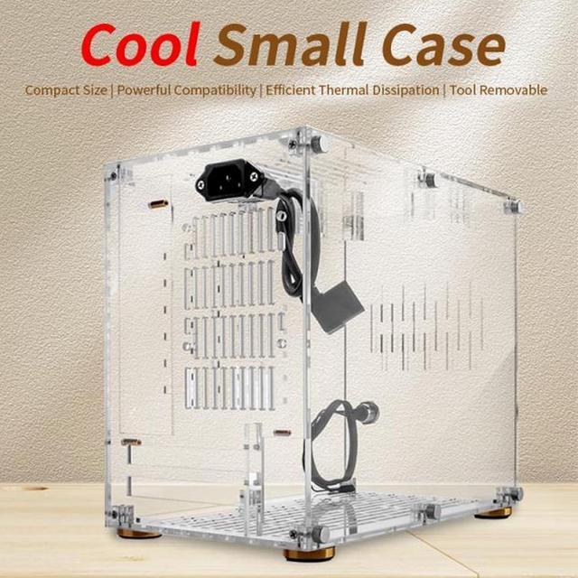 Clear Acrylic ITX Case PC Test Bench Open Air Computer Case 360 Degrees Open Computer Gaming Case