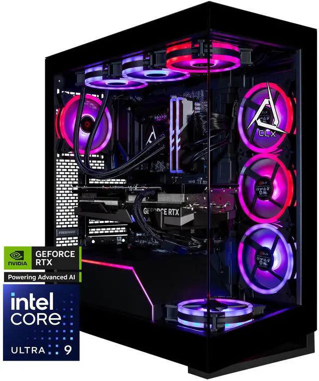 CLX Horus Gaming Desktop - Intel Core Ultra 9 285K 3.7GHz 24-Core Processor 96GB DDR5 Memory GeForce RTX 5080 16GB GDDR7 Graphics 2TB NVMe M.2 SSD 8TB HDD WiFi Win 11 Home 64-bit