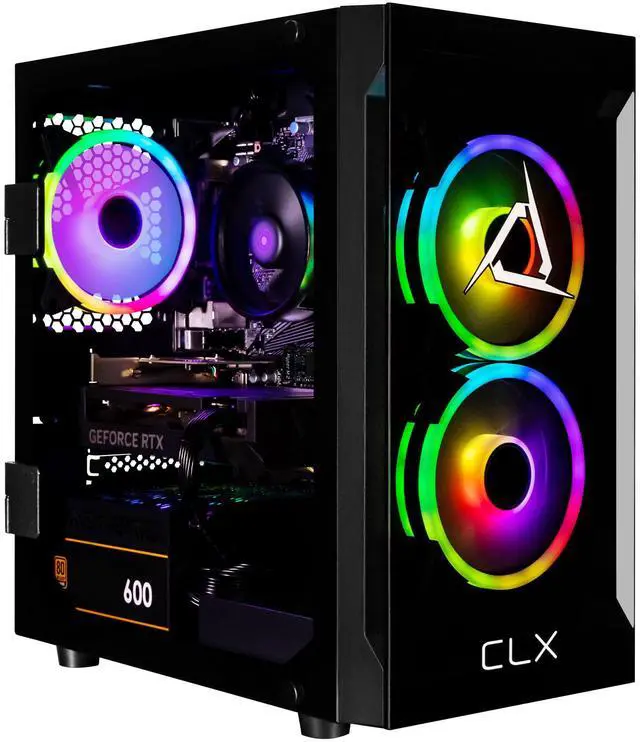 CLX SET Gaming Desktop - AMD Ryzen 5 5500 3.6GHz 6-Core Processor 16GB DDR4 Memory GeForce RTX 4060 8GB GDDR6 Graphics 1TB NVMe M.2 SSD WiFi Win 11 Home 64-bit