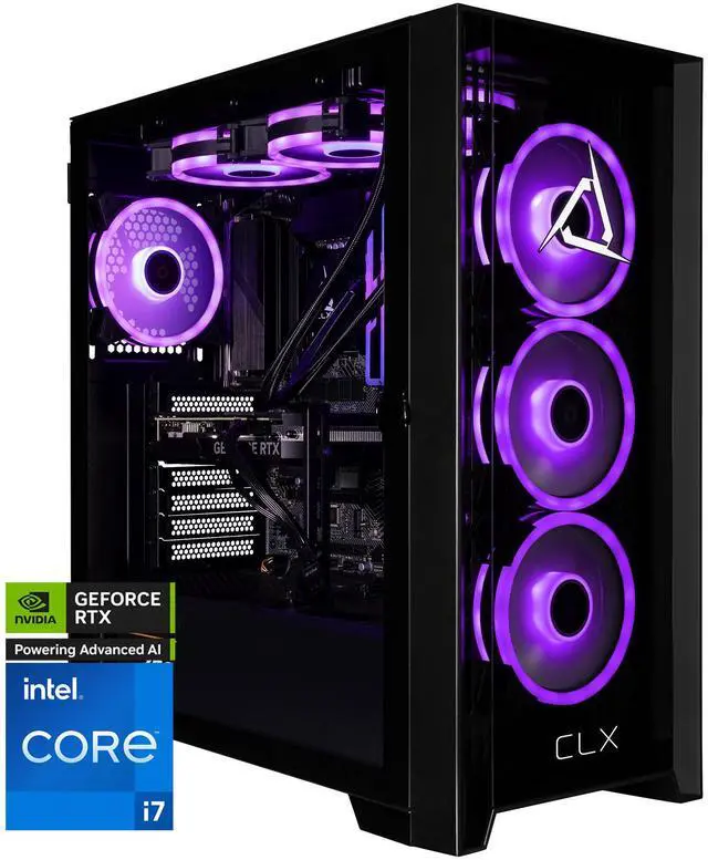 CLX SET Gaming Desktop - Intel Core i7 14700KF 3.4GHz 20-Core Processor 32GB DDR5 Memory GeForce RTX 5070 12GB GDDR7 Graphics 2TB NVMe M.2 SSD WiFi Win 11 Home 64-bit