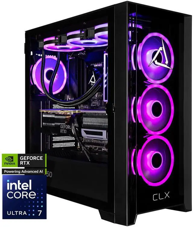 CLX SET Gaming Desktop - Intel Core Ultra 7 265F 2.4GHz 20-Core Processor 32GB DDR5 Memory GeForce RTX 5070 12GB GDDR7 Graphics 2TB NVMe M.2 SSD WiFi Win 11 Home 64-bit