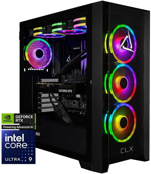 CLX SET Gaming Desktop - Intel Core Ultra 9 285K 3.7GHz 24-Core Processor 64GB DDR5 Memory GeForce RTX 5080 16GB GDDR7 Graphics 2TB NVMe M.2 SSD 4TB HDD WiFi Win 11 Home 64-bit
