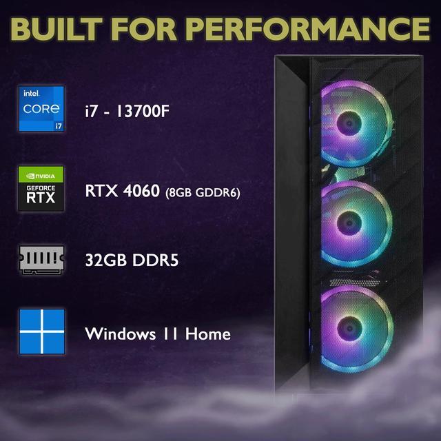 Cobratype Python Gaming PC - Intel Core I7-13700F RTX 4060 Liquid Cooled 32GB DDR5 RAM 2TB NVMe Windows 11 Home - Gaming Desktop