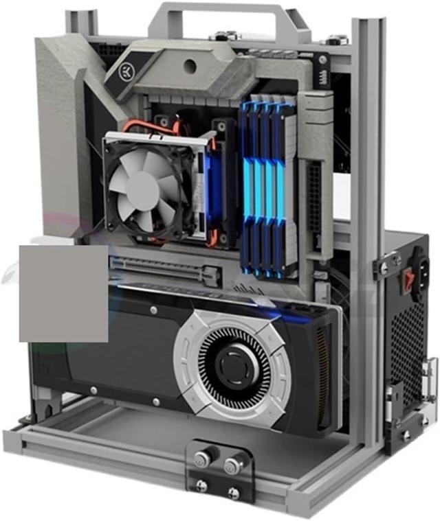 Computer Case DIY Gamers Cabinet ITX MATX PC Case Open Frame Aluminum Creative ATX Desktop Gaming Computer Chassis Rack Dynamic(ATX-Black) 1