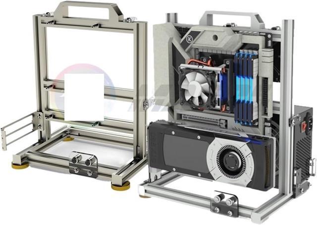 Computer Case DIY Gamers Cabinet ITX MATX PC Case Open Frame Aluminum Creative ATX Desktop Gaming Computer Chassis Rack Dynamic(ATX-Black) 1