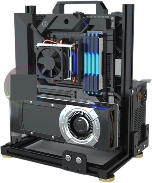 Computer Case DIY Gamers Cabinet ITX MATX PC Case Open Frame Aluminum Creative ATX Desktop Gaming Computer Chassis Rack Dynamic(ATX-Black) 1