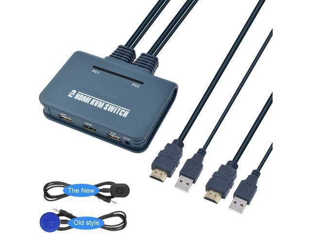 CORN HDMI KVM Switch 2 Port With Cables Selector Switcher For 2 Computers Share One Monitor Keyboard Mouse And USB Peripheral Support 4k×2K 30hz Resolution