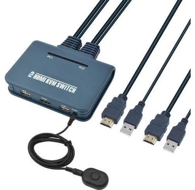 CORN HDMI KVM Switch 2 Port with Cables Selector Switcher for 2 Computers Share One Monitor Keyboard Mouse and USB Peripheral Support 4k×2K 30hz Resolution