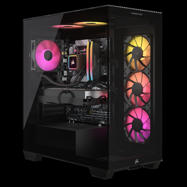 CORSAIR VENGEANCE A7400 Series Gaming PC - Liquid Cooled AMD Ryzen 7 7800X3D CPU - NVIDIA GeForce RTX 5070 Graphics - 32GB CORSAIR VENGEANCE RGB DDR5 Memory