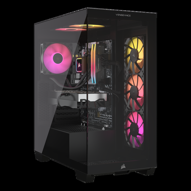 CORSAIR VENGEANCE A7400 Series Gaming PC - Liquid Cooled AMD Ryzen 7 7800X3D CPU - NVIDIA GeForce RTX 5070 Graphics - 32GB CORSAIR VENGEANCE RGB DDR5 Memory