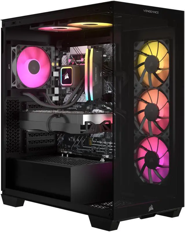 CORSAIR VENGEANCE a7400 Series Gaming PC - Liquid Cooled AMD Ryzen 7 7800X3D CPU - NVIDIA GeForce RTX 5070 Graphics - 32GB CORSAIR VENGEANCE RGB DDR5 Memory