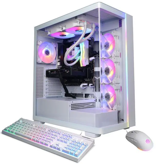 CyberPowerPC Gamer Supreme Liquid Cooled Gaming Desktop Computer AMD Ryzen 7 8700F 4.1GHz 32GB RAM 2TB SSD AMD Radeon RX 9060 XT 16GB Windows 11 Home White