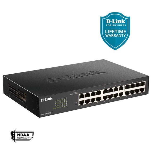 D-Link 24-Port Gigabit Smart Managed Switch Web Managed Cable Diagnostics NDAA Compliant - (DGS-1100-24V2)