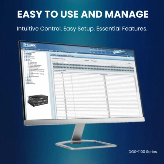D-Link 24-Port Gigabit Smart Managed Switch Web Managed Cable Diagnostics NDAA Compliant - (DGS-1100-24V2)