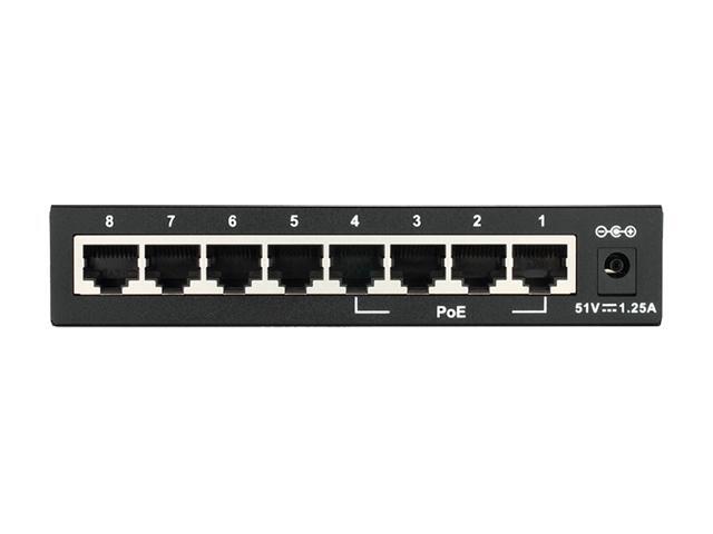 D-Link 8-Port Fast Ethernet PoE Unmanaged/ Plug And Play Switch 4 PoE Ports 58W PoE Budget Metal Compact Desktop Switch - (DES-1008PA)