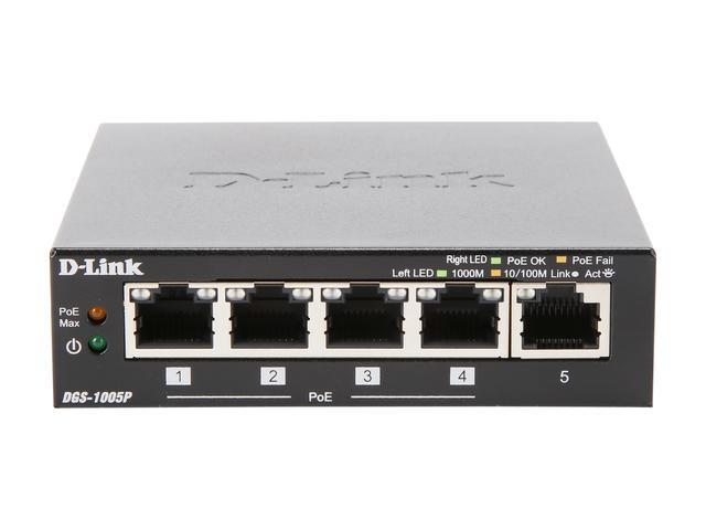 D-Link DGS-1005P 5-Port Gigabit Metal Desktop Switch With 4 PoE Ports