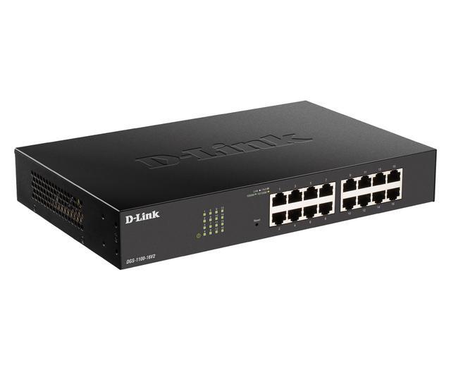 D-Link Ethernet Switch 16 Port Easy Smart Managed Gigabit Network Internet Desktop Or Rack Mountable (DGS-1100-16V2) Black